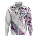 Mawhero Paua shell Kowhaiwhai Taniko Personalised Zip Hoodie Manta Ray Shark-Turtle Maori Tribal Style