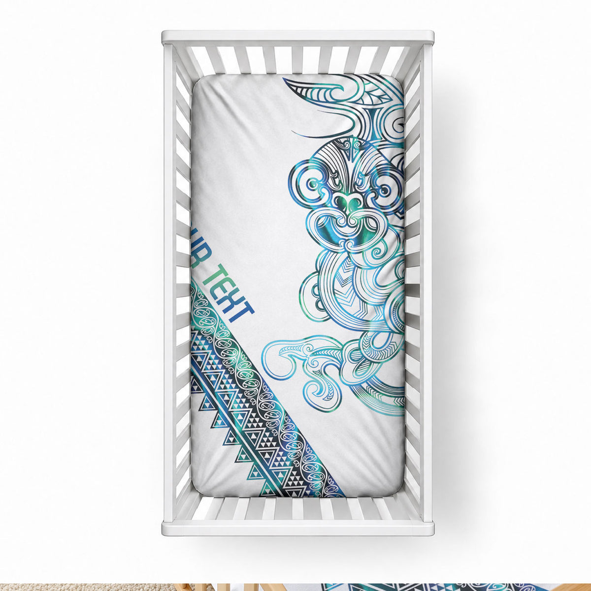 Kahui Whetu Paua shell Kowhaiwhai Taniko Personalised Baby Bed Cover Taniwha Maori Tribal Style