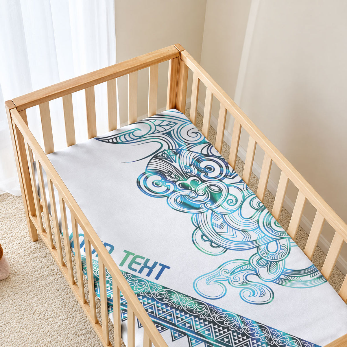 Kahui Whetu Paua shell Kowhaiwhai Taniko Personalised Baby Bed Cover Taniwha Maori Tribal Style