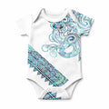 Kahui Whetu Paua shell Kowhaiwhai Taniko Personalised Baby Onesie Taniwha Maori Tribal Style