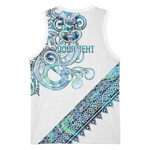 Kahui Whetu Paua shell Kowhaiwhai Taniko Personalised Basketball Jersey Taniwha Maori Tribal Style