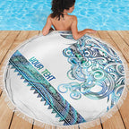 Kahui Whetu Paua shell Kowhaiwhai Taniko Personalised Beach Blanket Taniwha Maori Tribal Style