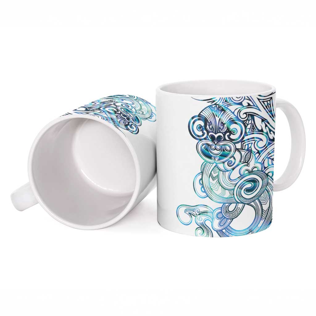 Kahui Whetu Paua shell Kowhaiwhai Taniko Personalised Ceramic Mug Taniwha Maori Tribal Style