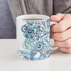 Kahui Whetu Paua shell Kowhaiwhai Taniko Personalised Ceramic Mug Taniwha Maori Tribal Style