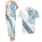 Kahui Whetu Paua shell Kowhaiwhai Taniko Personalised Couples Matching Tank Maxi Dress and Hawaiian Shirt Taniwha Maori Tribal Style