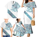 Kahui Whetu Paua shell Kowhaiwhai Taniko Personalised Family Matching Mermaid Dress and Hawaiian Shirt Taniwha Maori Tribal Style