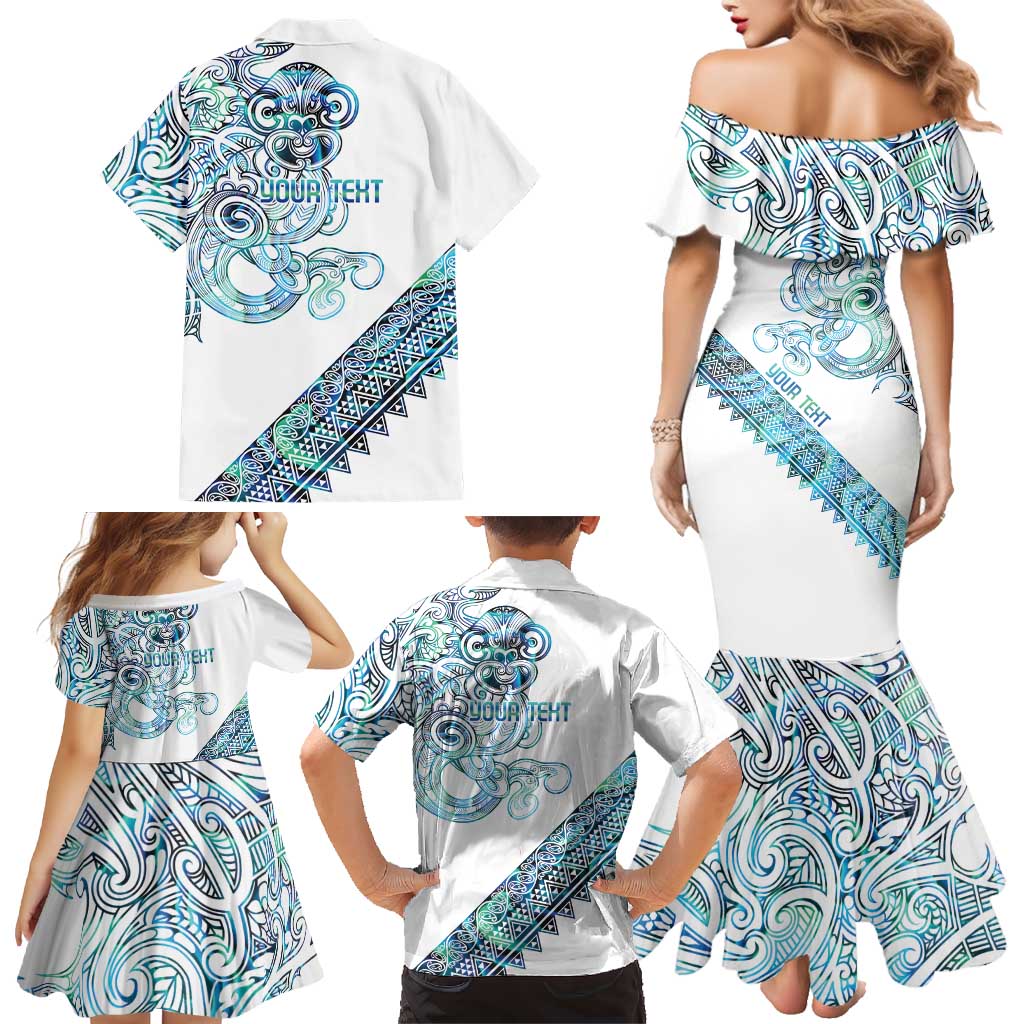 Kahui Whetu Paua shell Kowhaiwhai Taniko Personalised Family Matching Mermaid Dress and Hawaiian Shirt Taniwha Maori Tribal Style