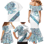 Kahui Whetu Paua shell Kowhaiwhai Taniko Personalised Family Matching Mermaid Dress and Hawaiian Shirt Taniwha Maori Tribal Style