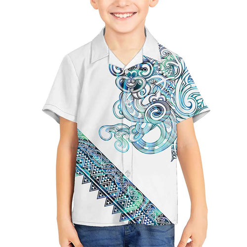 Kahui Whetu Paua shell Kowhaiwhai Taniko Personalised Family Matching Mermaid Dress and Hawaiian Shirt Taniwha Maori Tribal Style