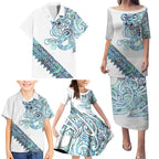 Kahui Whetu Paua shell Kowhaiwhai Taniko Personalised Family Matching Puletasi and Hawaiian Shirt Taniwha Maori Tribal Style
