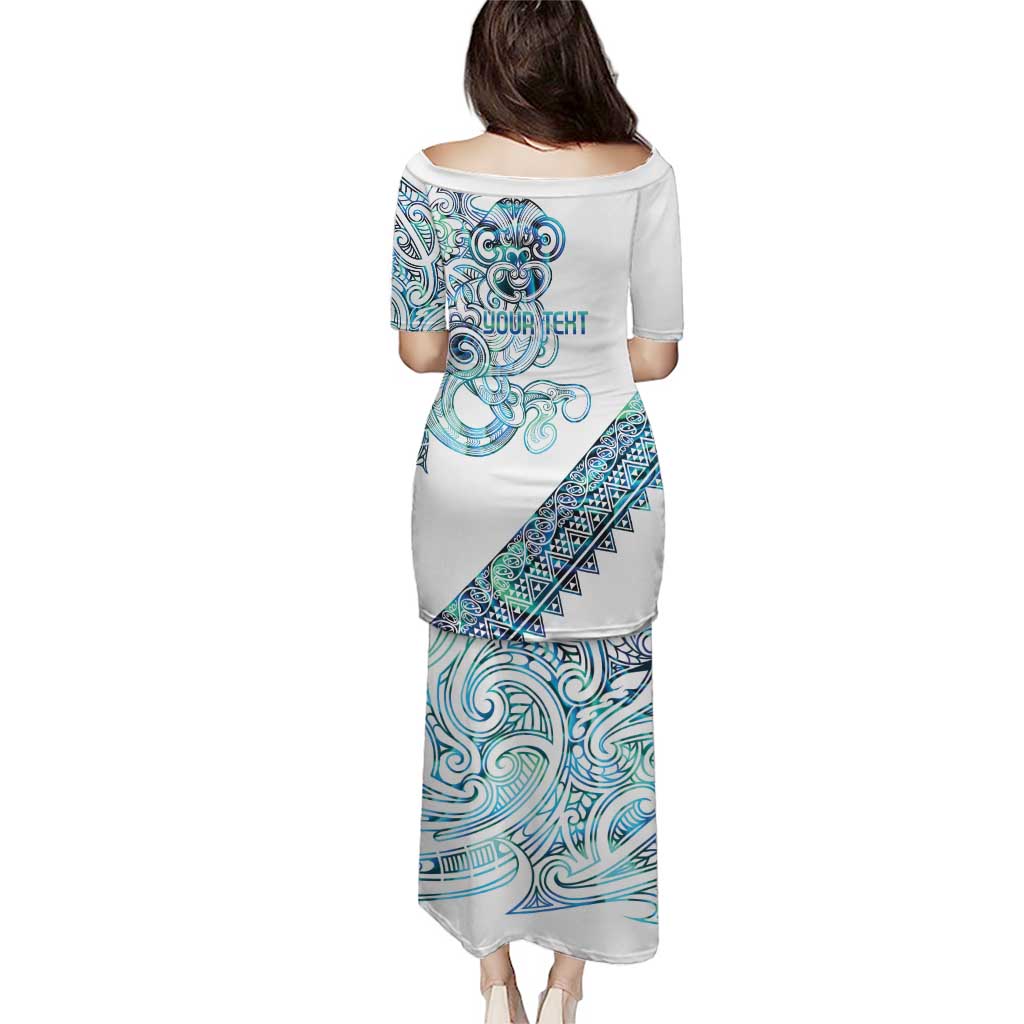 Kahui Whetu Paua shell Kowhaiwhai Taniko Personalised Family Matching Puletasi and Hawaiian Shirt Taniwha Maori Tribal Style