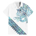 Kahui Whetu Paua shell Kowhaiwhai Taniko Personalised Family Matching Short Sleeve Bodycon Dress and Hawaiian Shirt Taniwha Maori Tribal Style
