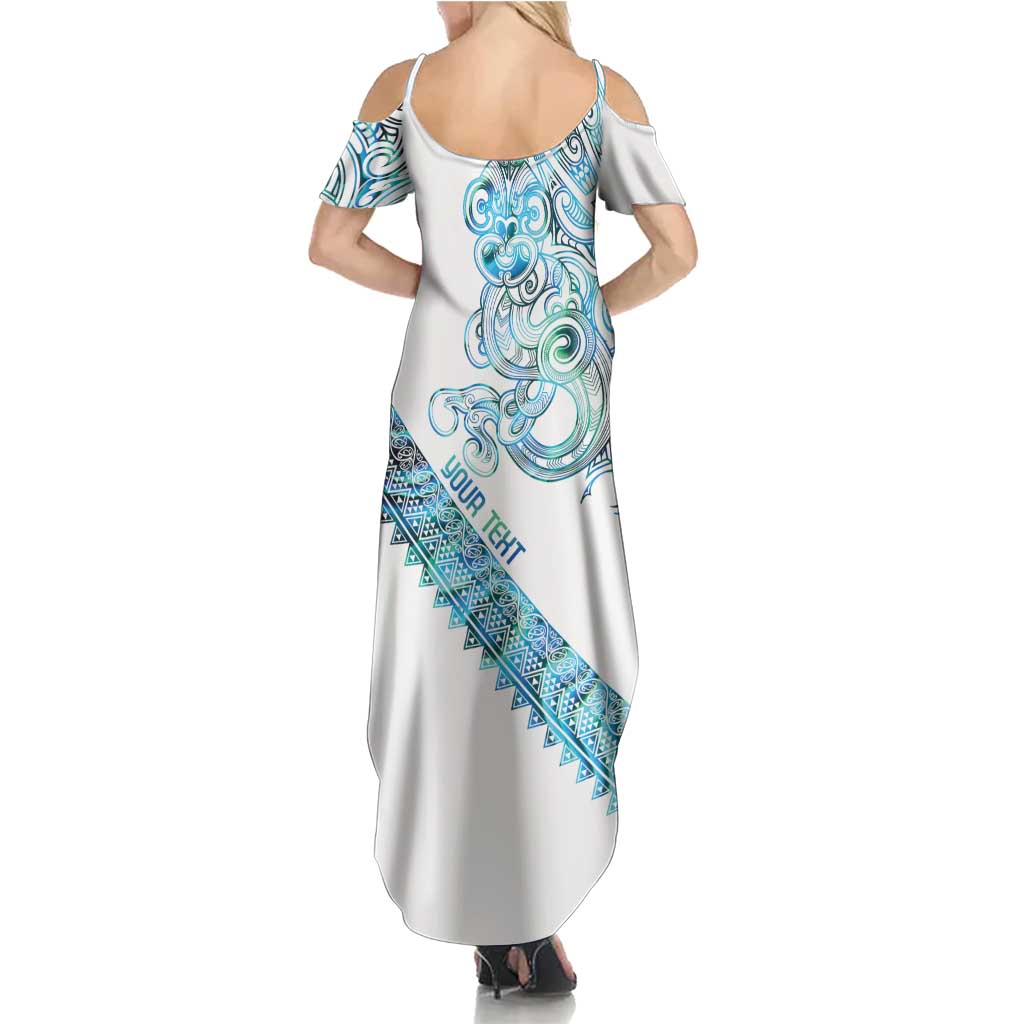 Kahui Whetu Paua shell Kowhaiwhai Taniko Personalised Family Matching Summer Maxi Dress and Hawaiian Shirt Taniwha Maori Tribal Style