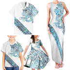 Kahui Whetu Paua shell Kowhaiwhai Taniko Personalised Family Matching Tank Maxi Dress and Hawaiian Shirt Taniwha Maori Tribal Style