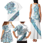 Kahui Whetu Paua shell Kowhaiwhai Taniko Personalised Family Matching Tank Maxi Dress and Hawaiian Shirt Taniwha Maori Tribal Style