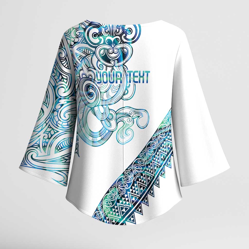 Kahui Whetu Paua shell Kowhaiwhai Taniko Personalised Kimono Sleeve Blouse Taniwha Maori Tribal Style