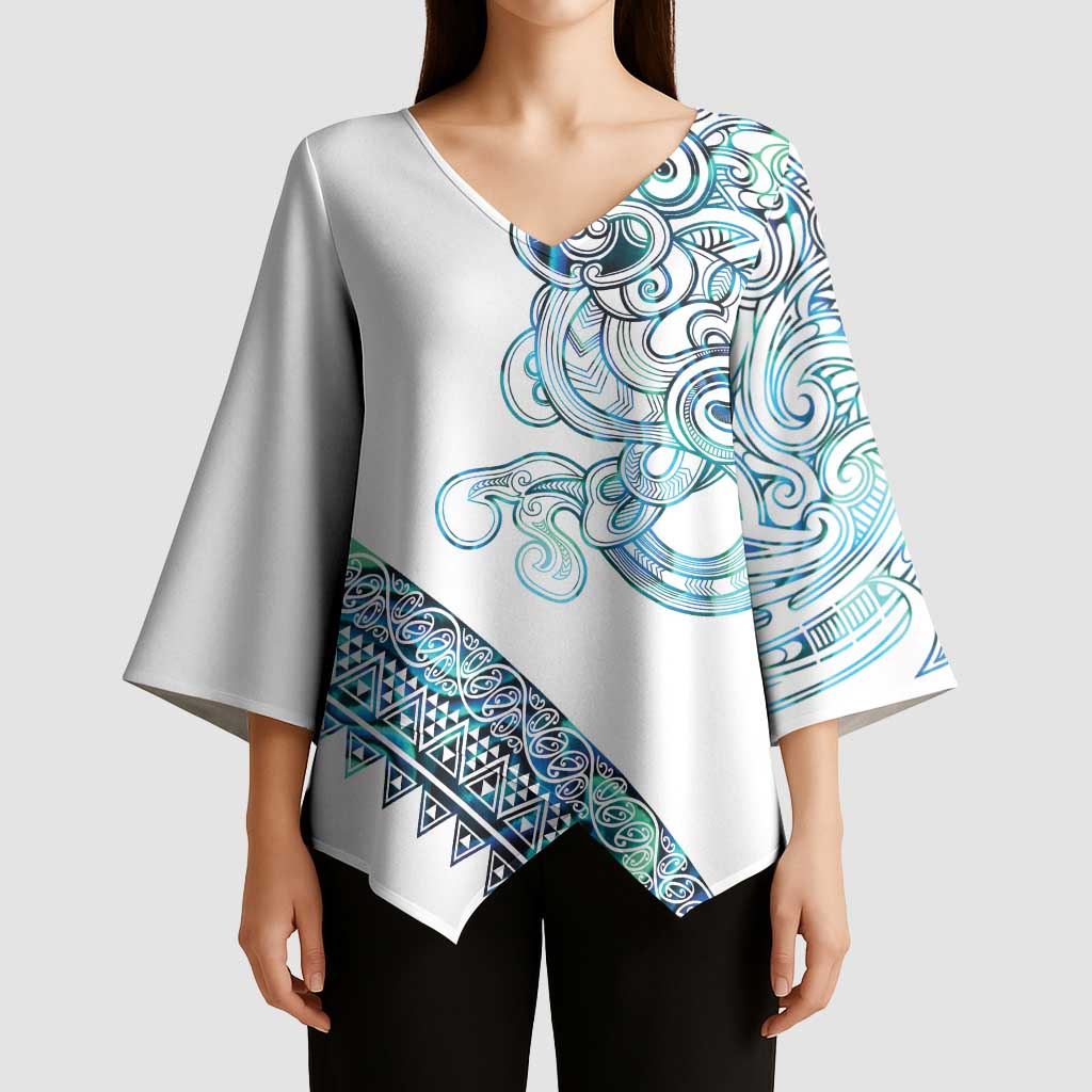 Kahui Whetu Paua shell Kowhaiwhai Taniko Personalised Kimono Sleeve Blouse Taniwha Maori Tribal Style