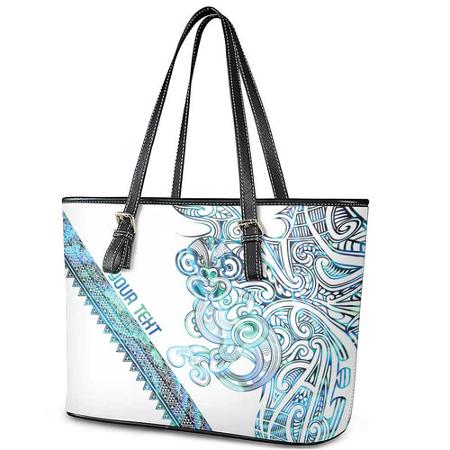 Kahui Whetu Paua shell Kowhaiwhai Taniko Personalised Leather Tote Bag Taniwha Maori Tribal Style
