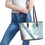 Kahui Whetu Paua shell Kowhaiwhai Taniko Personalised Leather Tote Bag Taniwha Maori Tribal Style