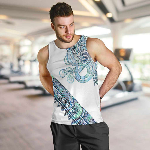 Kahui Whetu Paua shell Kowhaiwhai Taniko Personalised Men Tank Top Taniwha Maori Tribal Style