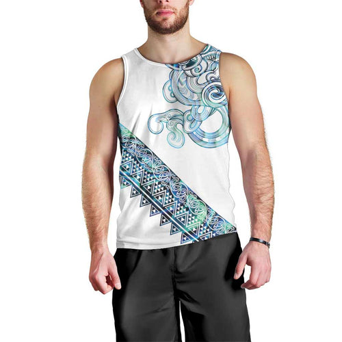 Kahui Whetu Paua shell Kowhaiwhai Taniko Personalised Men Tank Top Taniwha Maori Tribal Style