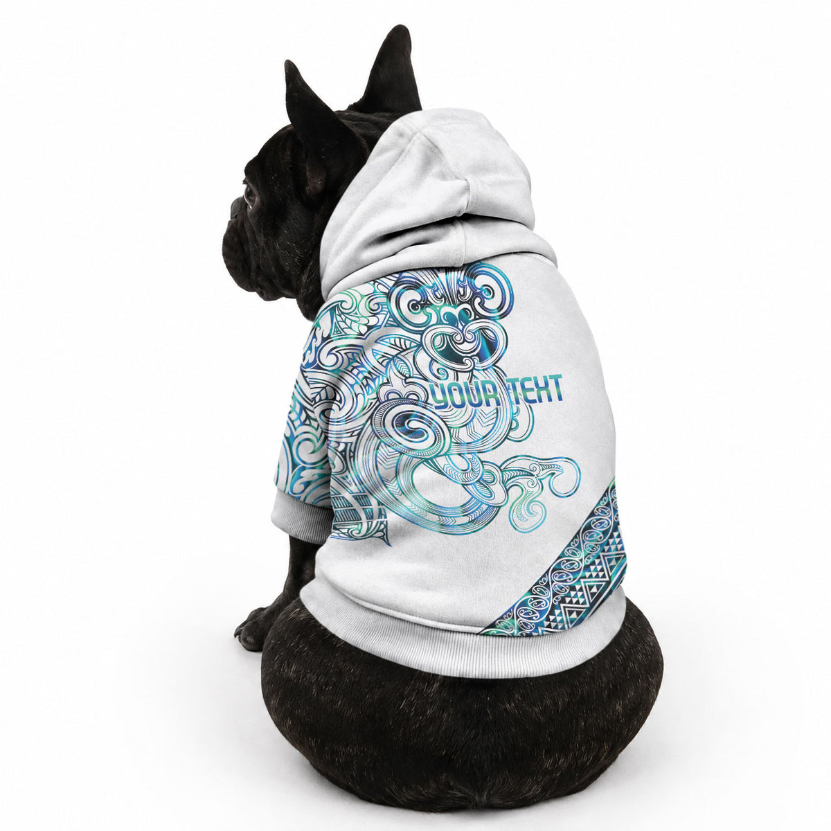 Kahui Whetu Paua shell Kowhaiwhai Taniko Personalised Pet Hoodie Taniwha Maori Tribal Style