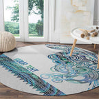 Kahui Whetu Paua shell Kowhaiwhai Taniko Personalised Round Carpet Taniwha Maori Tribal Style