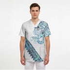 Kahui Whetu Paua shell Kowhaiwhai Taniko Personalised Scrub Top Taniwha Maori Tribal Style