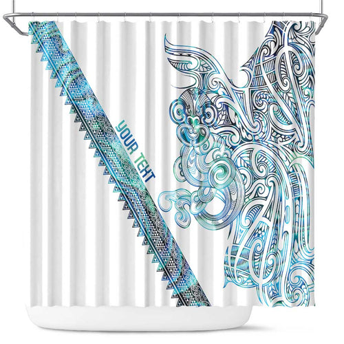 Kahui Whetu Paua shell Kowhaiwhai Taniko Personalised Shower Curtain Taniwha Maori Tribal Style