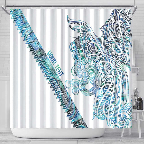 Kahui Whetu Paua shell Kowhaiwhai Taniko Personalised Shower Curtain Taniwha Maori Tribal Style