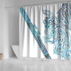 Kahui Whetu Paua shell Kowhaiwhai Taniko Personalised Shower Curtain Taniwha Maori Tribal Style