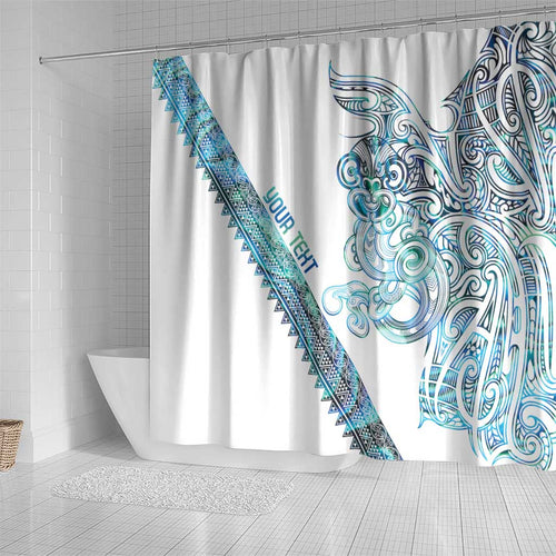 Kahui Whetu Paua shell Kowhaiwhai Taniko Personalised Shower Curtain Taniwha Maori Tribal Style