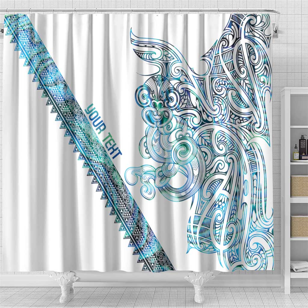 Kahui Whetu Paua shell Kowhaiwhai Taniko Personalised Shower Curtain Taniwha Maori Tribal Style