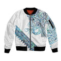 Kahui Whetu Paua shell Kowhaiwhai Taniko Personalised Sleeve Zip Bomber Jacket Taniwha Maori Tribal Style