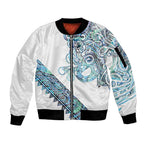 Kahui Whetu Paua shell Kowhaiwhai Taniko Personalised Sleeve Zip Bomber Jacket Taniwha Maori Tribal Style