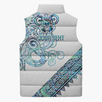 Kahui Whetu Paua shell Kowhaiwhai Taniko Personalised Sleeveless Puffer Jacket Taniwha Maori Tribal Style