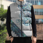 Kahui Whetu Paua shell Kowhaiwhai Taniko Personalised Sleeveless Puffer Jacket Taniwha Maori Tribal Style