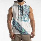 Kahui Whetu Paua shell Kowhaiwhai Taniko Personalised Sleeveless Zip Hoodie Taniwha Maori Tribal Style