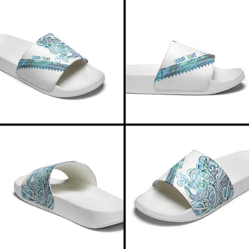 Kahui Whetu Paua shell Kowhaiwhai Taniko Personalised Slide Sandals Taniwha Maori Tribal Style