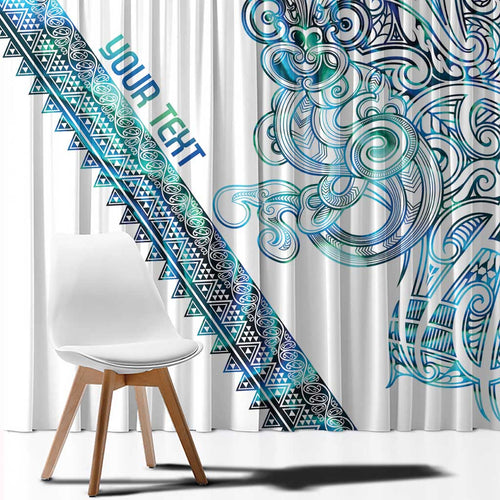 Kahui Whetu Paua shell Kowhaiwhai Taniko Personalised Window Curtain Taniwha Maori Tribal Style
