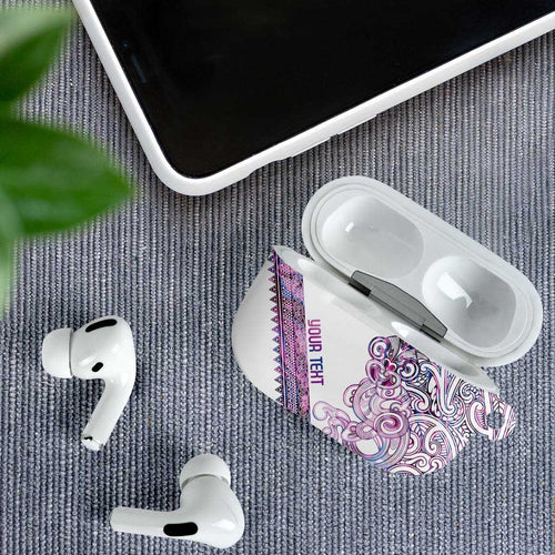 Mawhero Paua shell Kowhaiwhai Taniko Personalised AirPods Case Taniwha Maori Tribal Style