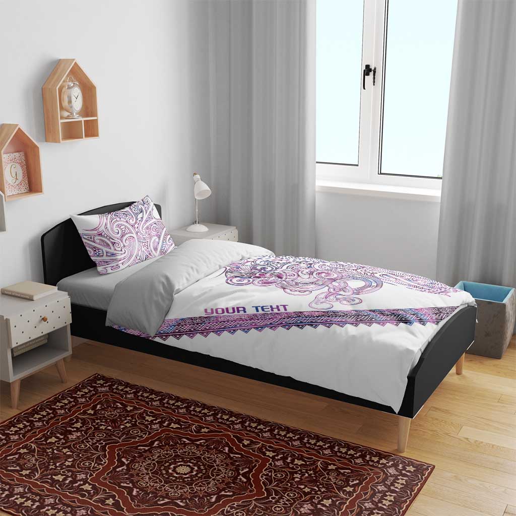 Mawhero Paua shell Kowhaiwhai Taniko Personalised Bedding Set Taniwha Maori Tribal Style