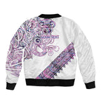 Mawhero Paua shell Kowhaiwhai Taniko Personalised Bomber Jacket Taniwha Maori Tribal Style