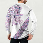 Mawhero Paua shell Kowhaiwhai Taniko Personalised Button Sweatshirt Taniwha Maori Tribal Style