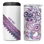 Mawhero Paua shell Kowhaiwhai Taniko Personalised 4 in 1 Can Cooler Tumbler Taniwha Maori Tribal Style