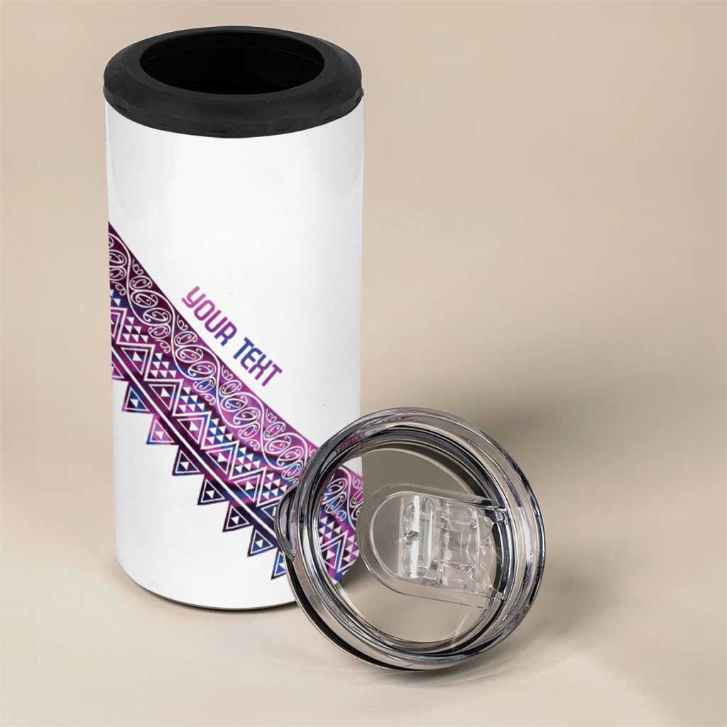 Mawhero Paua shell Kowhaiwhai Taniko Personalised 4 in 1 Can Cooler Tumbler Taniwha Maori Tribal Style
