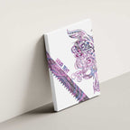 Mawhero Paua shell Kowhaiwhai Taniko Personalised Canvas Wall Art Taniwha Maori Tribal Style