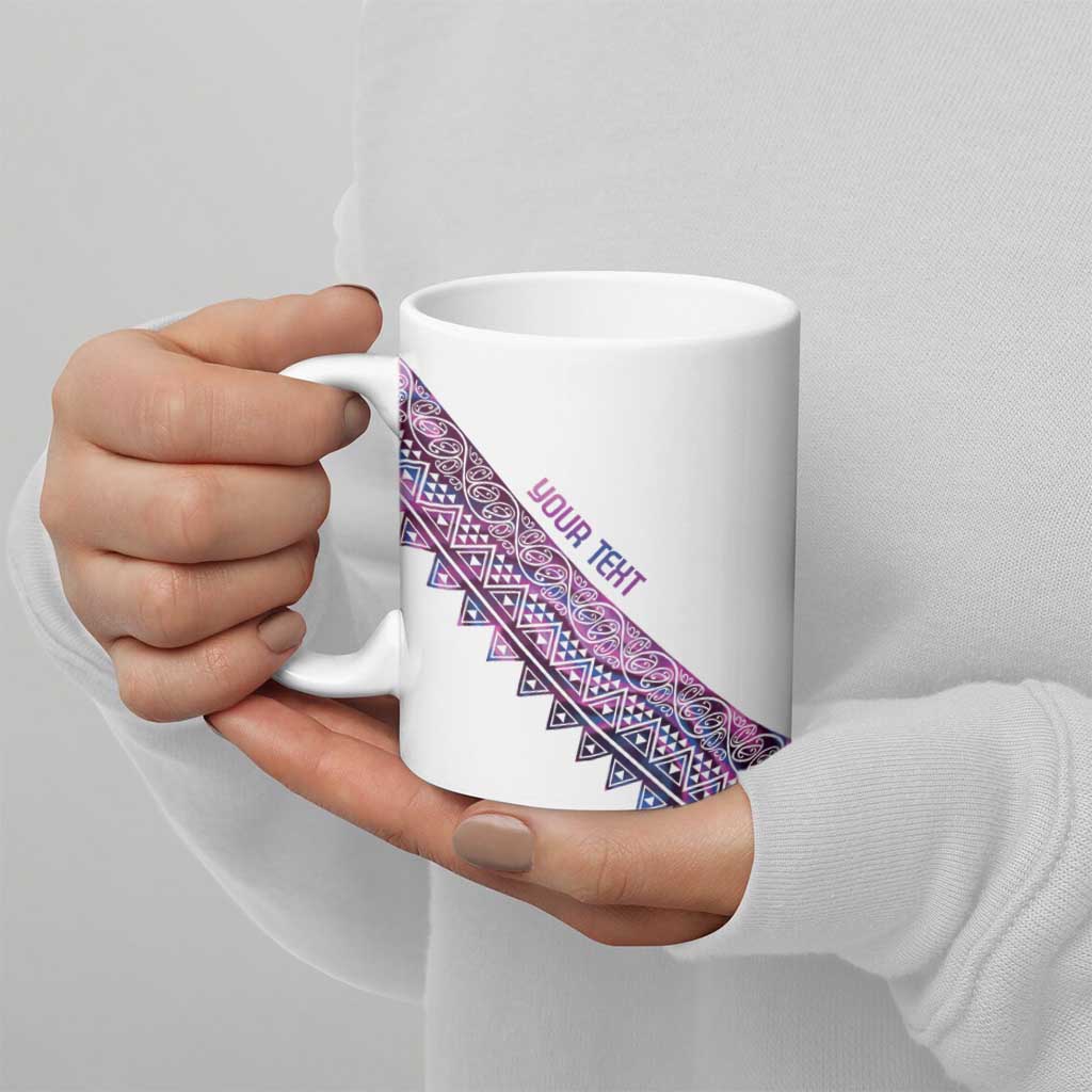 Mawhero Paua shell Kowhaiwhai Taniko Personalised Ceramic Mug Taniwha Maori Tribal Style