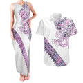 Mawhero Paua shell Kowhaiwhai Taniko Personalised Couples Matching Tank Maxi Dress and Hawaiian Shirt Taniwha Maori Tribal Style