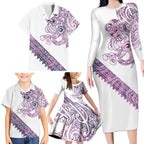 Mawhero Paua shell Kowhaiwhai Taniko Personalised Family Matching Long Sleeve Bodycon Dress and Hawaiian Shirt Taniwha Maori Tribal Style
